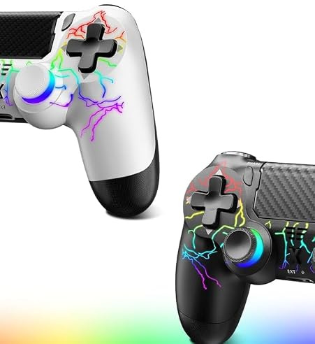 Satevol 2 Pack Controller Wireless per PS-4, Controller di gioco per P4/Pro/Slim/PC, Joystick PS-4 con Doppia Vibrazione e Sensore Giroscopico 6 Assi, Jack Audio 3,5mm RGB