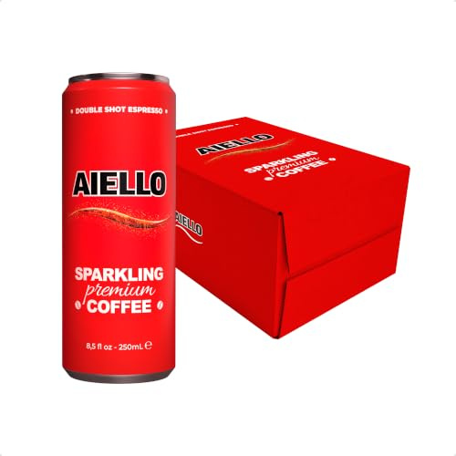 CAFFE' AIELLO DRINK Sparkling Premium Coffee Bibita Gassata 250ml Confezione Risparmio (10, Confezione 10 Pz)