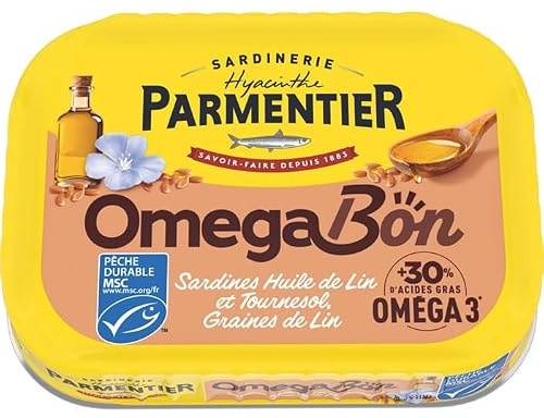 PARMENTIER Omega Bon Sardines à l'huile de lin et tournesol et graines de lin MSC 135 g