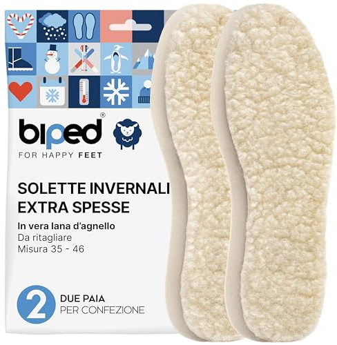 biped 2 paia di solette in lana d'agnello - Solette extra spesse in vera lana d'agnello - Solette riscaldanti per uomo e donna z1015(39)