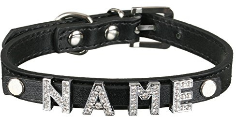Scarlet pet | Hundehalsband »My-Name« inkl. 5 Strass-Buchstaben; mit Namen ihres Hundes personalisierbar; zusätzliche Buchstaben bestellbar (S: 32 cm, Schwarz)