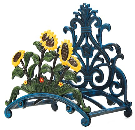 Sungmor Robuster Gartenschlauchhalter aus Gusseisen, dekoration, handbemalt, Sonnenblumen-Wandmontage, Wasserschlauch-Aufhänger – Wanddekoration