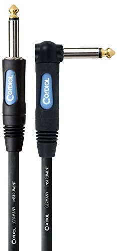 CORDIAL - CCFI 6 PR Cavo per Strumenti, Jack TS Mono Dritto e Jack TS Mono Connettore Angolato, Lunghezza 6 m