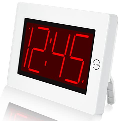 KWANWA Digitalwecker, große 3 LED, Batterie, Wand & Tisch, Senior,12H | LED-Wecker mit 3 Helligkeiten, 12H-Format, Nachtmodus 20-6 Uhr, Alarm 120s, Snooze, D-Batterie