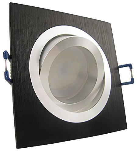 trendlights24 Noble LED Einbaustrahler 230V eckig Schwarz dimmbar 5er Set 5W Spots Neutralweiß flach 35 mm Deckenspots schwenkbar (Wohnzimmer etc.)