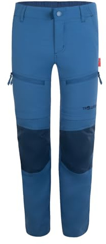 Trollkids Kids Nordfjord Zip-Off Pants 140, Navy/Lime/Azure bluel