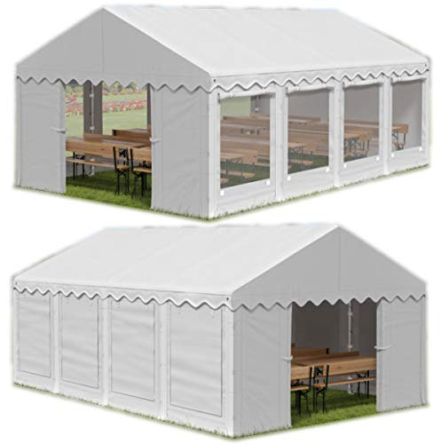 Das Company Partyzelt 5x8m Lagerzelt Universalzelt Pavillon mit Moskitonetz weiß Zelt 240g/m² PE Plane wasserdicht Gartenpavillon Summer IPEM - Faltpavillon - Gartenpavillon - Pavillon