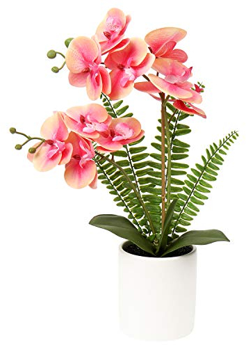 Briful Kunstblume Orchidee Künstlich Phalenopsis Blumen im Keramiktopf Kunstpflanze für Home Office Hochzeit Heiratsantrag Dekoration Weiß Rosa Violett