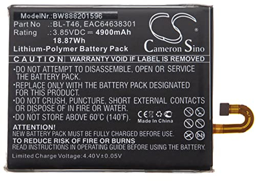 vhbw Akku kompatibel mit LG V60 ThinQ 5G | LMV600AM, LMV600QM, LMV600TM2X, LMV600TML Handy Smartphone Telefon (4900 mAh, 3,85 V, Li-Polymer)