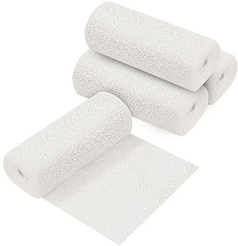Belle Vous Gipsbinden zum Basteln (4er Pack) - 15cm x 4,57m - Gipsrollen für Kunst- und Bastelprojekte, Kulissen und Maskenformen, Körper und Bauch Gips Abdruck
