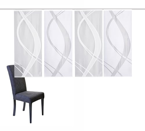 HOME WOHNIDEEN 4er-Set Schiebegardinen TIBASO, Jacquard-Stoff, Farbe: Weiß, Maße:, Größe:145x57 cm