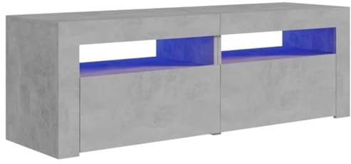 vidaXL Modern TV Cabinet with Adjustable RGB LED Lights, Media Console Unit with Storage, Grey