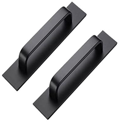 CcHhyyt Selbstklebender Griff Schrankgriffe Aluminium Griffe für Kleiderschrank Schlafzimmer Badezimmer Edelstahl Küchengriffe für Küchenschränke Möbelgriffe Küchengriffe 2 Stück (133mm, Schwarz)