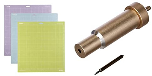 Cricut Schneidematte & 2004225 395905 Premium-Feinschnittklinge + Gehäuse, Gold, Multicolour,OneSize