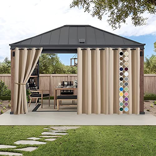 Rideau d'extérieur 1 pièce avec œillets, Rideau de Protection Pare-Soleil à Isolation Thermique de Taille personnalisée (24 Couleurs et Plusieurs hauteurs et largeurs au Choix) pour Jardin, terrasse