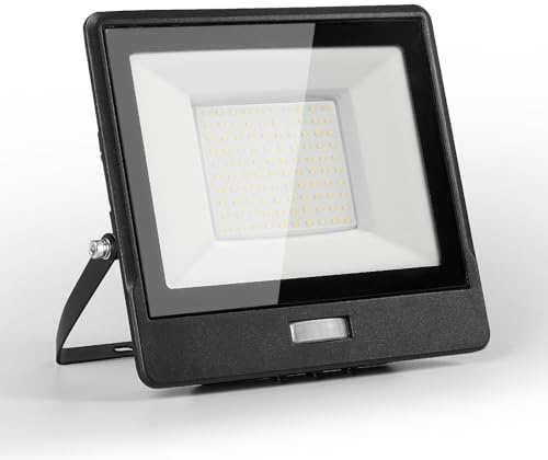 HARPER LIVING PIR Outdoor Floodlight, Flood & Spot Lighting IP65 Waterproof LED, 6500K Cool White, 50W Security Lights with Motion Sensor, Super Bright 4300 Lumen, Perfect for Garage Garden Pathway