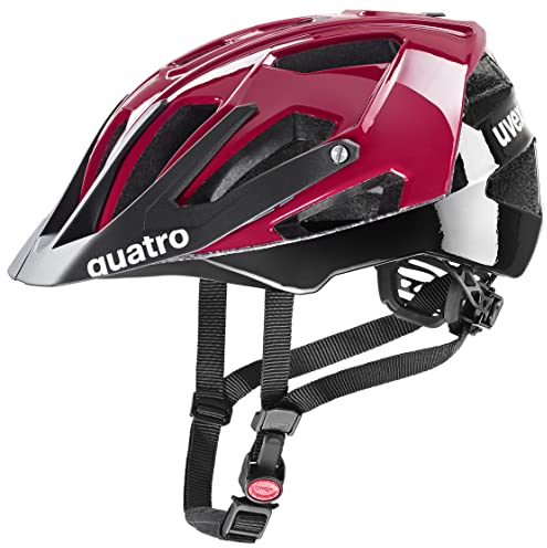 uvex Quatro - sicherer MTB-Helm für Damen und Herren - individuelle Größenanpassung - waschbare Innenausstattung - Ruby red-Black - 52-57 cm