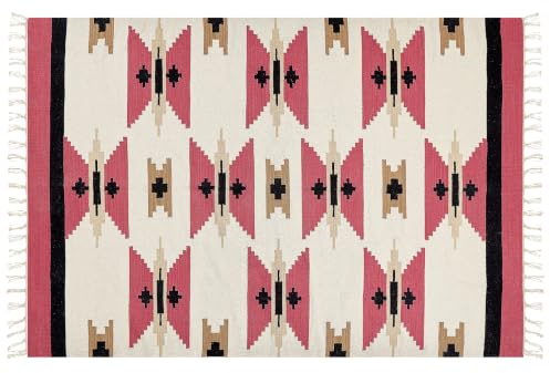 Beliani Kelim-Teppich Baumwolle bunt 160 x 230 cm handgewebt geometrisches Muster Garni