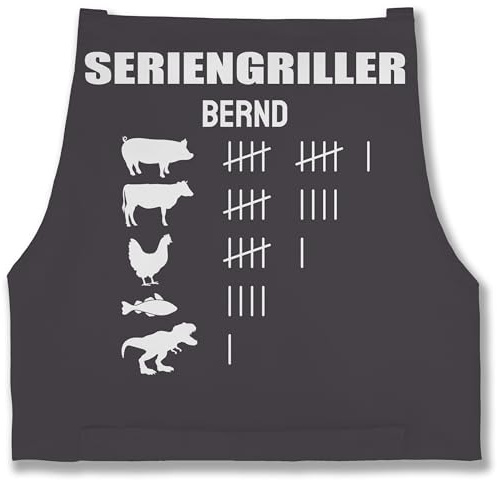 Geschenk mit Namen personalisiert by Shirtracer - Schürze - Grillschürze - Seriengriller mit Name Lustiges Geschenk Grillen Grillgeschenk