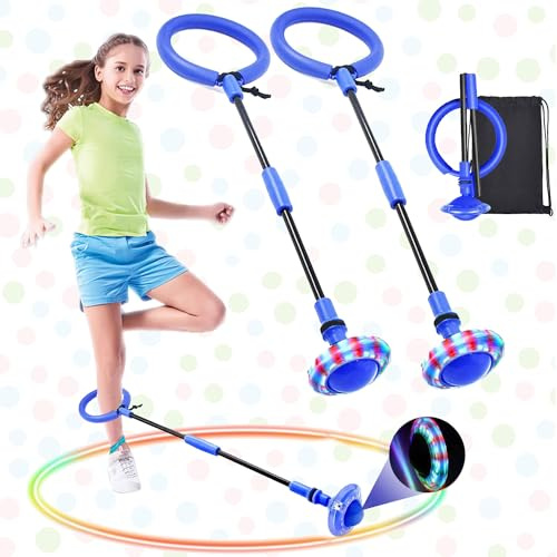 Sunshine smile Swing Wheel mit Lichtrad,2 Stück Blinkender Springring,Blinkt Schaukelball Sportspielzeug,Faltbarer Flash Jumping Ball,Blinkender Sprungball
