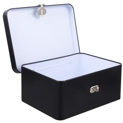 VILLFUL Aufbewahrungsbox mit Glatter Oberfläche Weißblech mit Schloss und Schlüssel Vintage Rechteckige Metallbox für Büro und Regalaufbewahrung