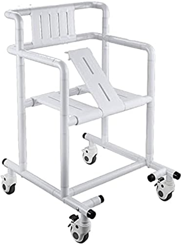 Leichter Bade- und Duschstuhl, tragbarer, zusammenklappbarer Toilettenstuhl aus Edelstahl mit Rollen, für Behinderte, ältere Menschen, verletzte Behinderte, bis zu 200 kg