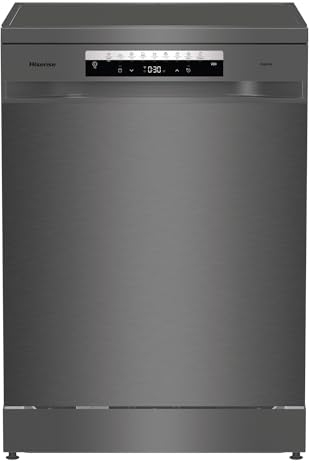 Hisense HS673B60BX - Lavavajillas 60Cm, Libre Instalación, Clase B, CAPACIDAD 16, Conectividad WiFi, 3 Niveles de Lavado, Entrada de Agua Caliente, Inox Negro