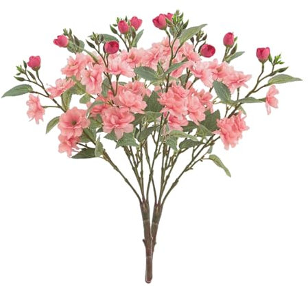2st Faux Mini Rosor 5 Gafflar Stor Bukett Rosor Falsk Blombukett Mini Blombukett Brudblomma Buketter Falska Rosor Sidenrosor för Bröllop Hem Fest Mörk Rosa