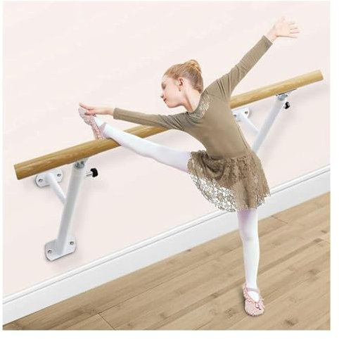 ASumPio Ballettstange, Wandmontiert Für Zu Hause, Professionelle Ballettstange, Verstellbar Von 80–120 cm, Stretching-Tanzstangen-Trainingsgerät (Weiß, 150 cm)