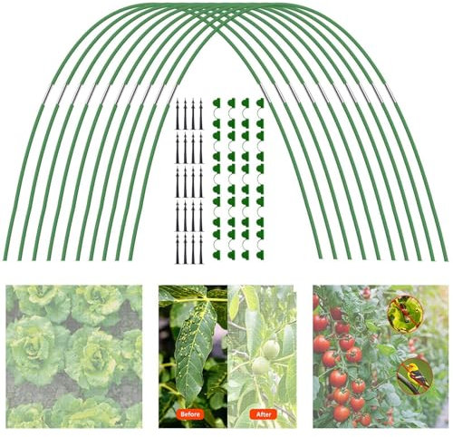 10 Aros de Invernadero de Fibra de Vidrio, de túnel de láminas para bancal Elevado, inoxidables, duraderos, Flexibles, de Fibra de Vidrio, túnel para Plantas