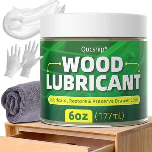 Qucship 6oz Wood Lubricant & Wax - Sliding Drawer & Door Hinge Lubricant, Restore & Maintain Wooden Slide, Paste Wax for Wood, Loosen Drawer Slide