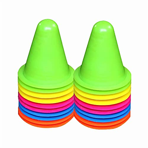 XSMYdpuk Agility-Trainingskegel, Farbiger Kunststoff-Sport-Verkehrskegel, Kinderfußball, Basketball, Agility-Kegel, Hinderniskegel, 10 Stück (Größe: 20 Stück)