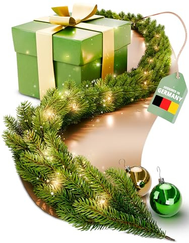 ArtiTree Weihnachtsgirlande - Naturgetreue Tannengirlande, 270cm Grün, LED-beleuchtet, Perfekt für Weihnachtsdeko, Treppengeländer & Türrahmen