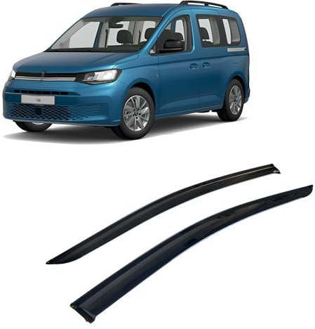 Rumplex Windabweiser Luftabweiser Regenabweiser Seitenfensterabweiser Kompatibel mit VW Caddy 2021-2024 Autofenster Regenschutz Regenabweiser Anklebbare Deflektoren 2 Stück Externe Passform