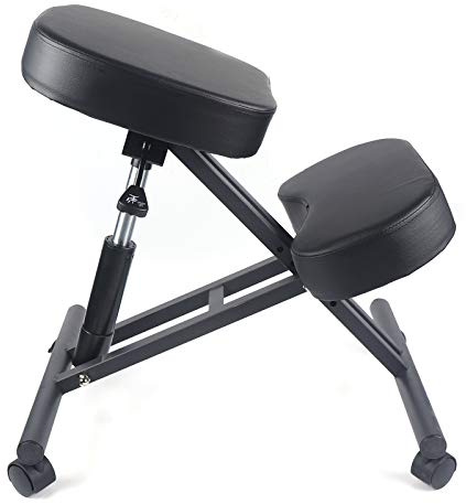 Silla de rodilla con bomba neumática, silla de corrección de columna vertebral, taburete de rodillas, bomba neumática, columna vertebral, ajustable, arrodillado con cuatro ruedas fáciles de rodar para
