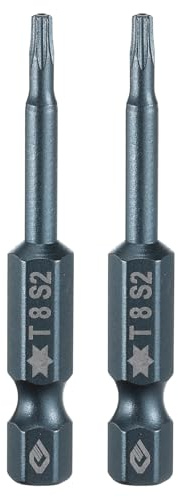 QUARKZMAN 2 Pièce Embout de Tournevis Torx Magnétique, T8 1/4 Hex Tige Longueur 50mm Embout de Vissage Long Hexagonal en Acier S2 avec Trou pour Retirer les Vis de Fixation Outils