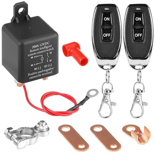 Batterietrennschalter DC12V 200A, Funkschalter mit Fernbedienung, Autobatterieschalter, Fernbatterie Trennschalter, Kfz-Batterietrennschalter für Automobile RV Boot Wasserpumpe Batterie Trennrelais
