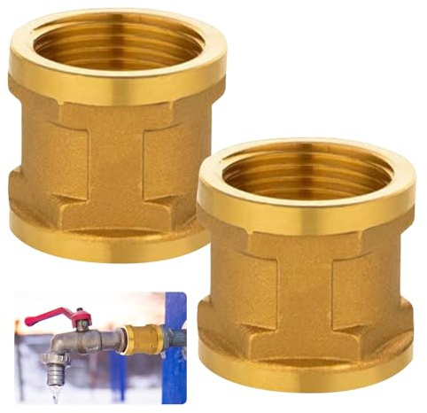 1 Zoll Messing Muffe, 2 Stück Innengewinde Verbindungsstück, G1 IGxIG, DN25 Doppelmuffe Anschlussnippel, Messing Gewindefitting Muffe, für Warm und Kaltwasserversorgungssysteme, Öl, Luft