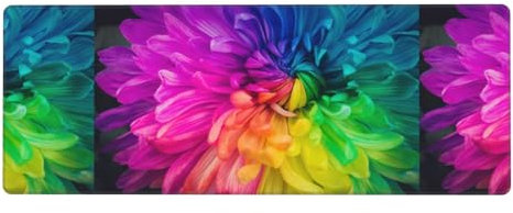 WXWJSHMGC Beautiful Rainbow Flowers Chrysanthemums Print Desktop Large Rubber Mouse Pad Waterproof Keyboard Pad Smooth Surface of Computer and Desktop