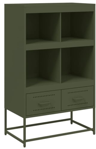 ULUYYUC Mobiletto per Cucina Mobiletti Cucina Mobiletto da Esterno Armadietto Salvaspazio - Credenza Verde Oliva 68x39x111,5 cm in Acciaio per Ufficio Bagno Ingresso Camera Da Letto