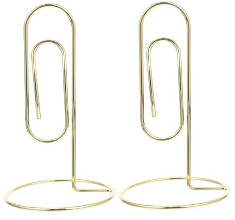 HOMSFOU 2 Stück Goldene Metall Notizhalter Multifunktionale Büroklammern für Tischkarten Visitenkarten und Fotos Eleganter Organizer für Schreibtisch für Büro und Veranstaltungen