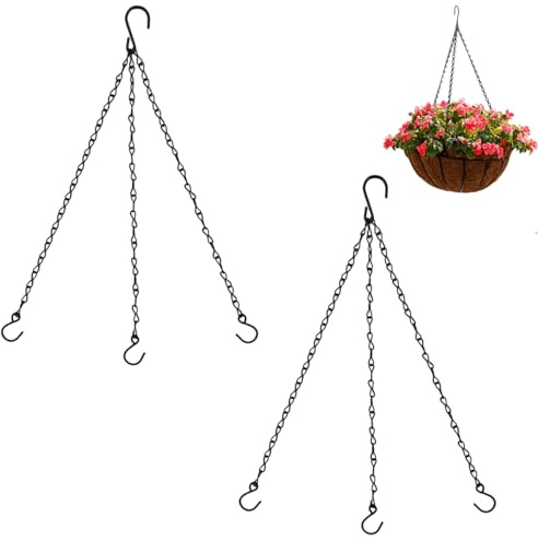 mkemka Pack of 2 Hanging Basket Chains 40 cm Metal Hanging Chain 3-Layer Metal Chain Replacement Chain Hanger Hanging Basket Chain for Hanging Planters Bird Cage and Ornaments