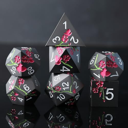 Elifel Metall DND tärningsset 7 D4, D6, D8, D10, D12, D20, D%, polyedrisk metall, D&D-tärningar för Dungeons and Dragons, Pathfinder, rollspel brädspel RPG MTG