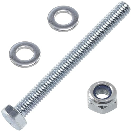 AERZETIX - Set di 25 bulloni a testa esagonale M6x60 mm + 50 rondelle + 25 dadi esagonali autobloccanti M6 per montaggio fai-da-te e fissaggio leggero | acciaio