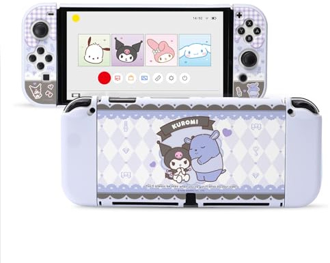 Housse de Protection Rigide Kuitmor pour Nintendo Switch OLED - Coque PC Mignonne Anti-Rayures, Compatible avec la Console Switch OLED et Manettes de Jeu - KLM