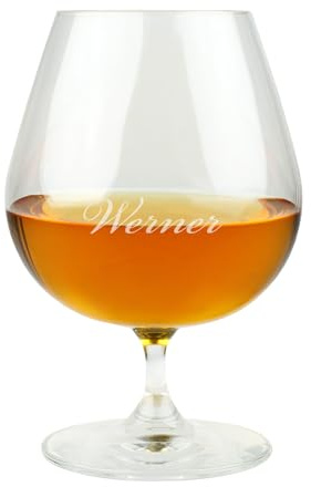 Herz & Heim® Cognacschwenker personalisiert mit Gravur – Leonardo Glas 385 ml – Cognacglas mit Name (Schreibschrift)