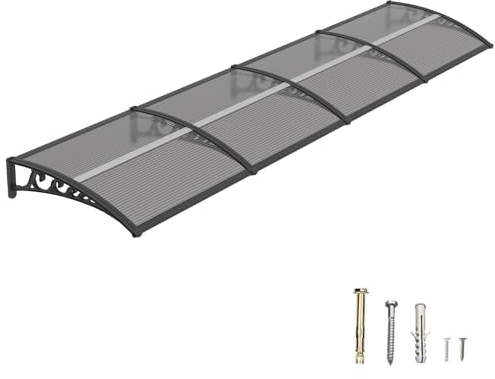 DAWNINGHOMM Vordach für Haustür 150 × 400 cm, Überdachung mit ABS-Halterungen, Vordach Regen-, Schnee- und UV-Schutz – Vielseitig für Eingang, Fenster & Terrasse