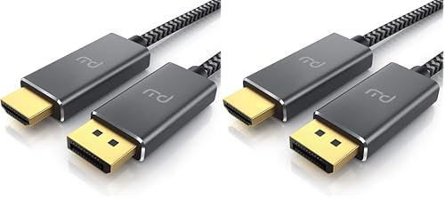 Cavo DisplayPort 4K 3m 1.4 a HDMI – Cavo HDTV standard 2.0 – UHD 3840 x 2160 @ 60 Hz – schermatura 3 X – Protezione antipiega – Spina in metallo – Cavo adattatore audio e video per proiettori laptop