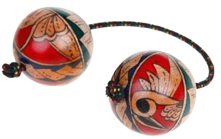 Balles de rythme africain, instruments de musique shaker - Shaker à rythme authentique double sphère en bois, balle rythmique peinte à la main pour adultes et débutants