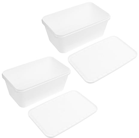 DOITOOL Contenitori per Gelato in Plastico 3 Litri 2 Pezzi per Conservazione e Preparazione, Impilabili e Riutilizzabili, per Freezer e Uso Domestico